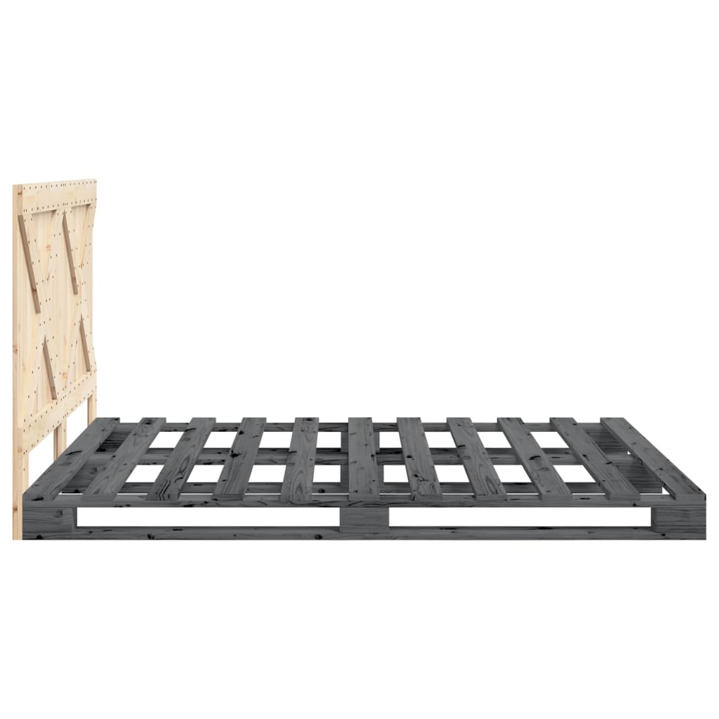 Bed Frame without Mattress  Grey 140x200 cm Solid Wood Pine