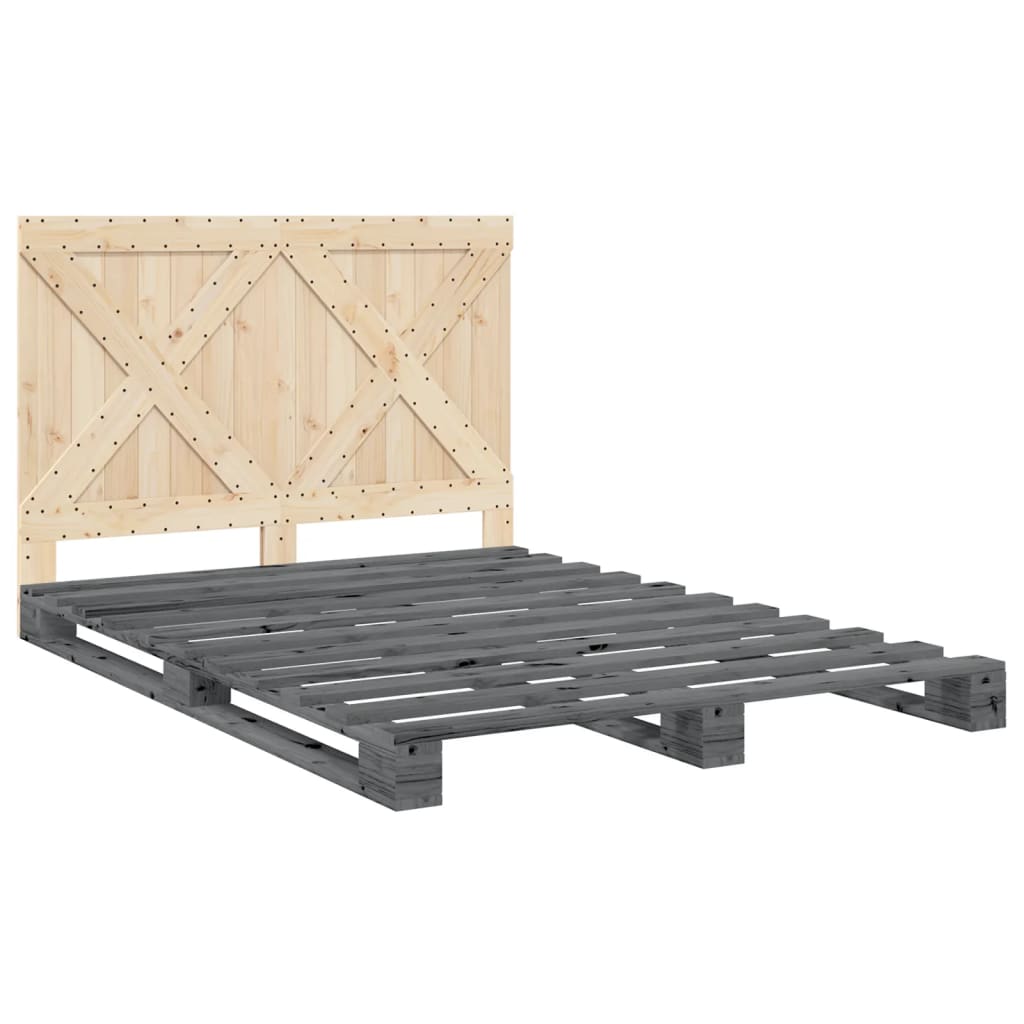 vidaXL Bed Frame without Mattress  Grey 160x200 cm Solid Wood Pine