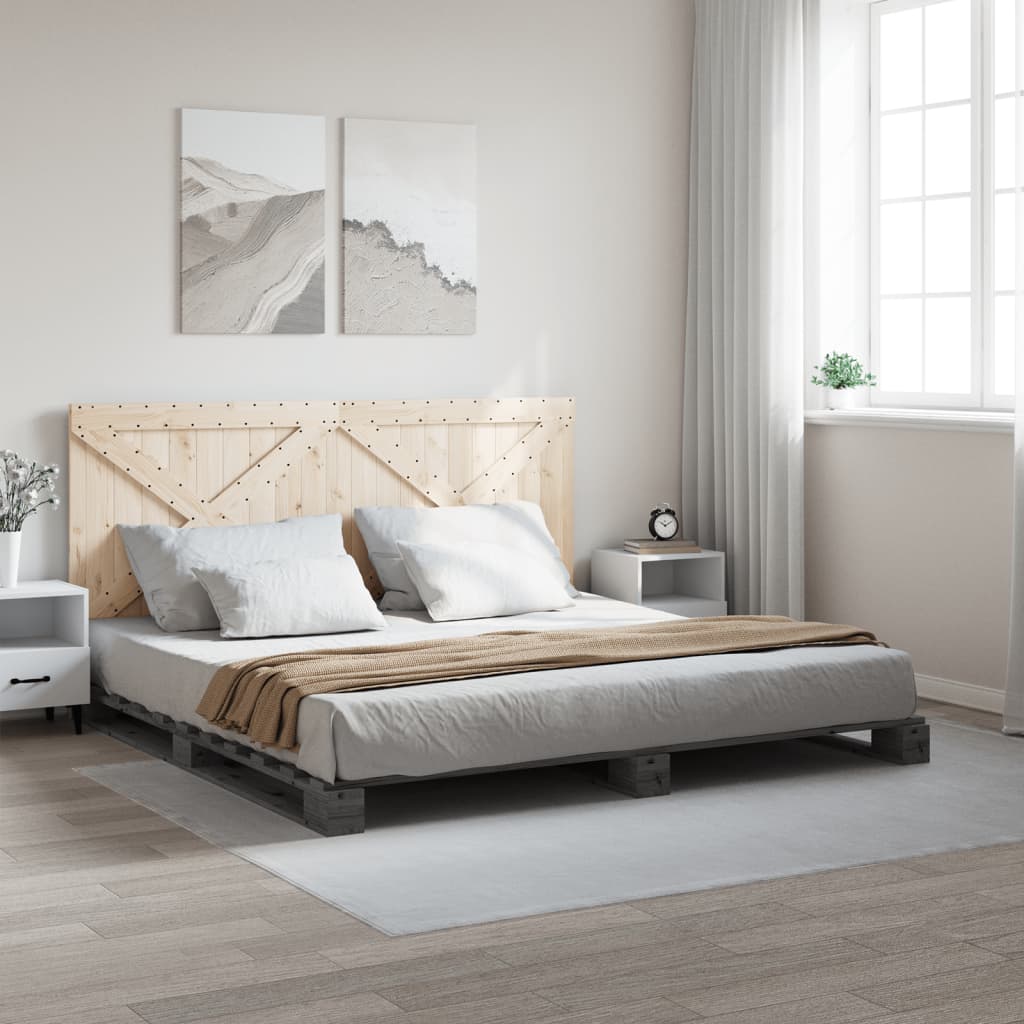 vidaXL Bed Frame without Mattress  Grey 180x200 cm Super King Solid Wood Pine