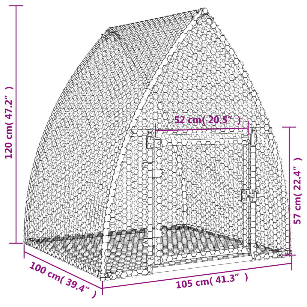 vidaXL Rabbit Cage Silver 100x105x120 cm Galvanised Steel