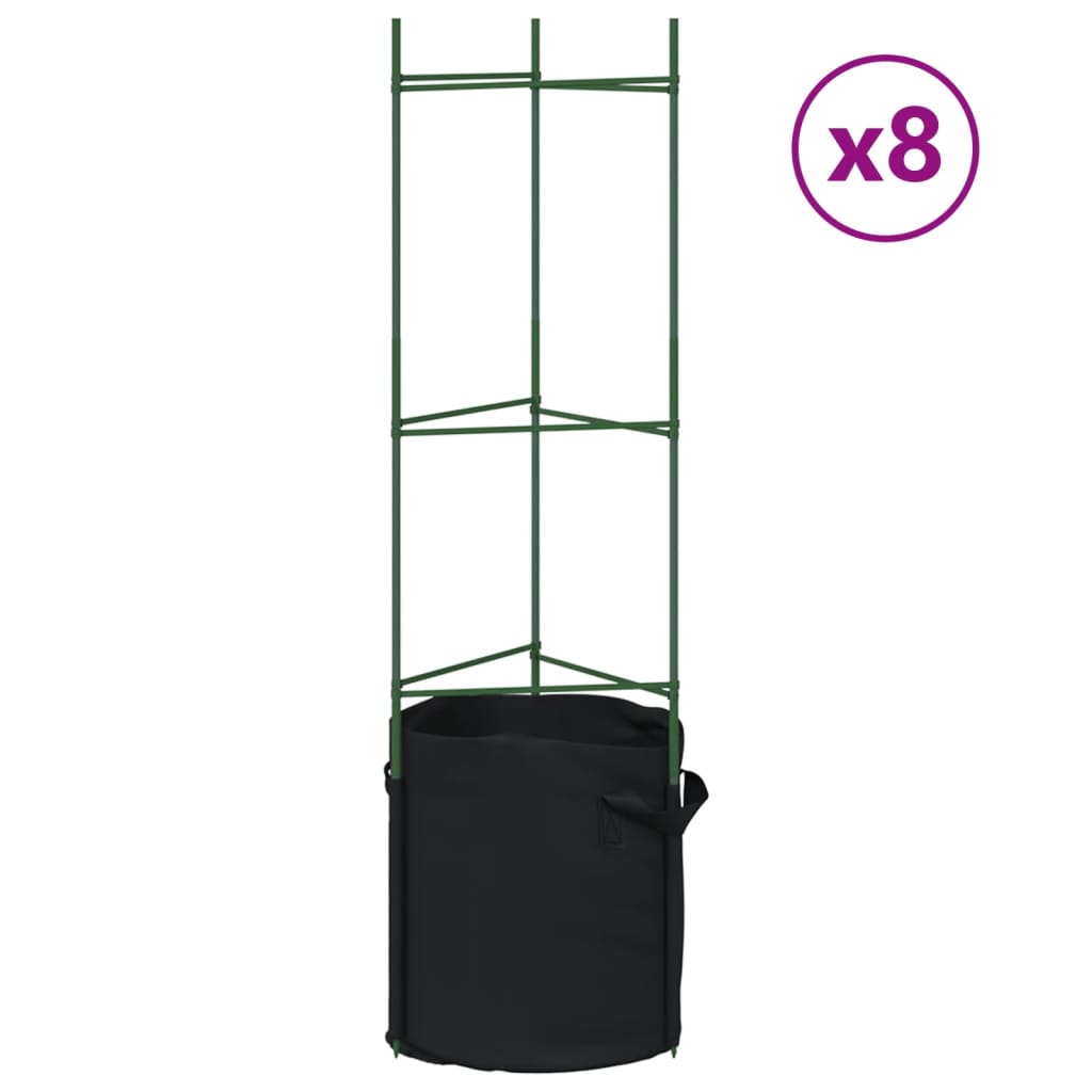 vidaXL Tomato Cages with Plant Bags 8 pcs 116 cm Steel and PP