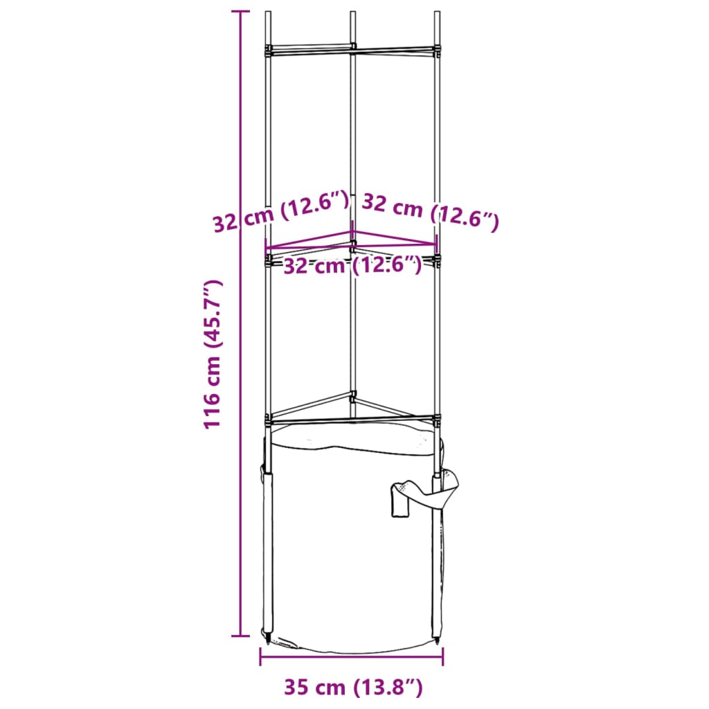 vidaXL Tomato Cages with Plant Bags 8 pcs 116 cm Steel and PP