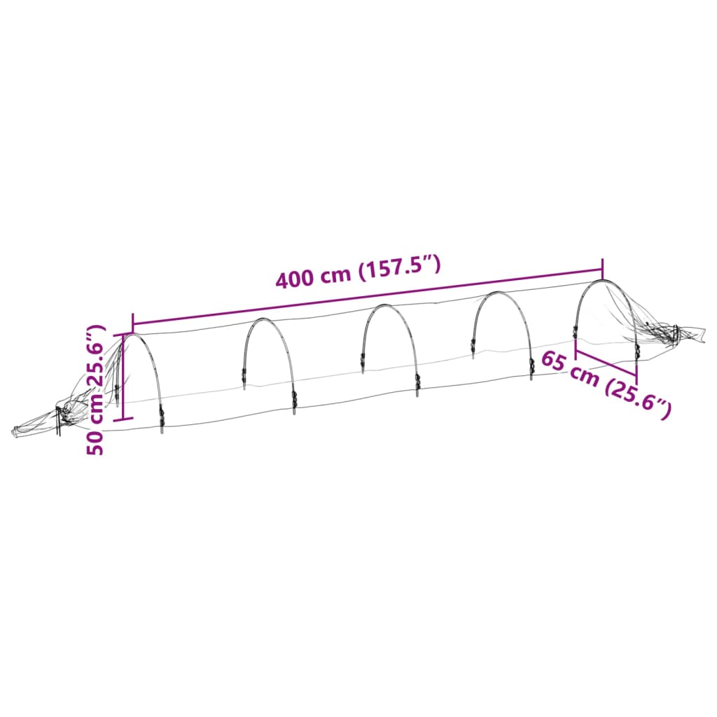 vidaXL Netting Tunnels 3 pcs 1.5x5 m Fibreglass and PP