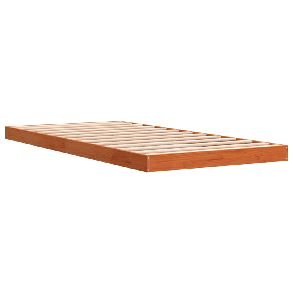 vidaXL Bed Frame without Mattress Wax Brown 100x200 cm Solid Wood Pine