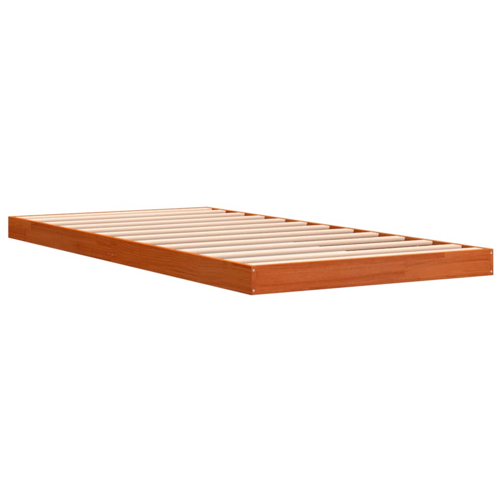 vidaXL Bed Frame without Mattress Wax Brown 100x200 cm Solid Wood Pine