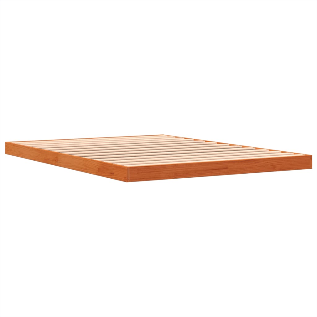 vidaXL Bed Frame without Mattress Wax Brown 135x190 cm Double Solid Wood Pine