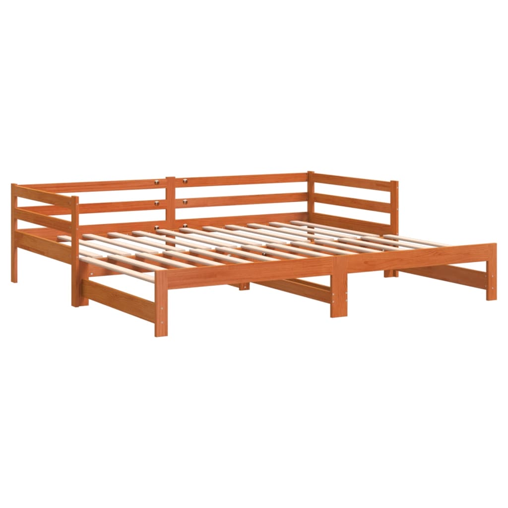 vidaXL Daybed with Trundle without Mattress Wax Brown 90x200 cm Solid Wood