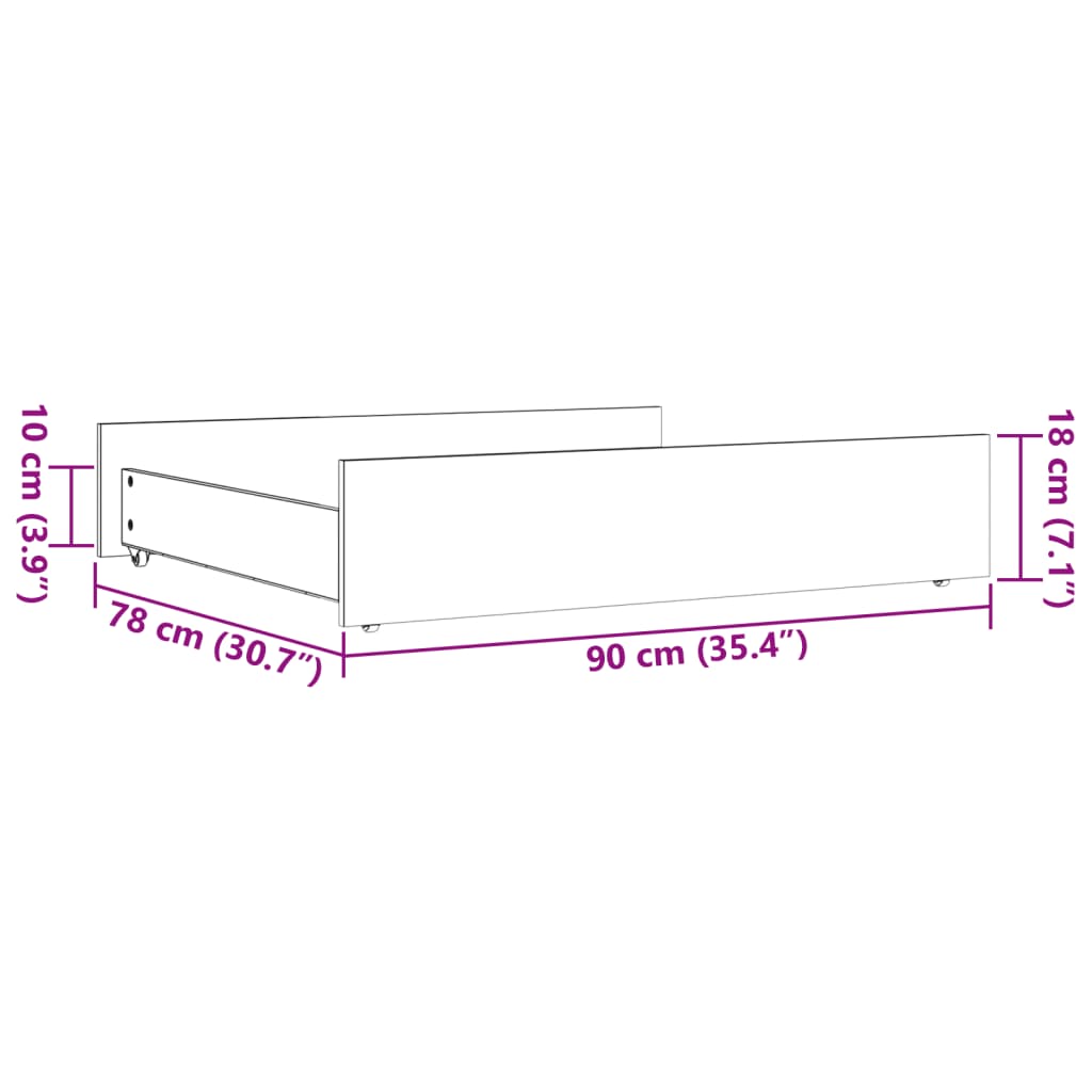 vidaXL Bed Drawers 2 pcs Wax Brown Solid Wood Pine