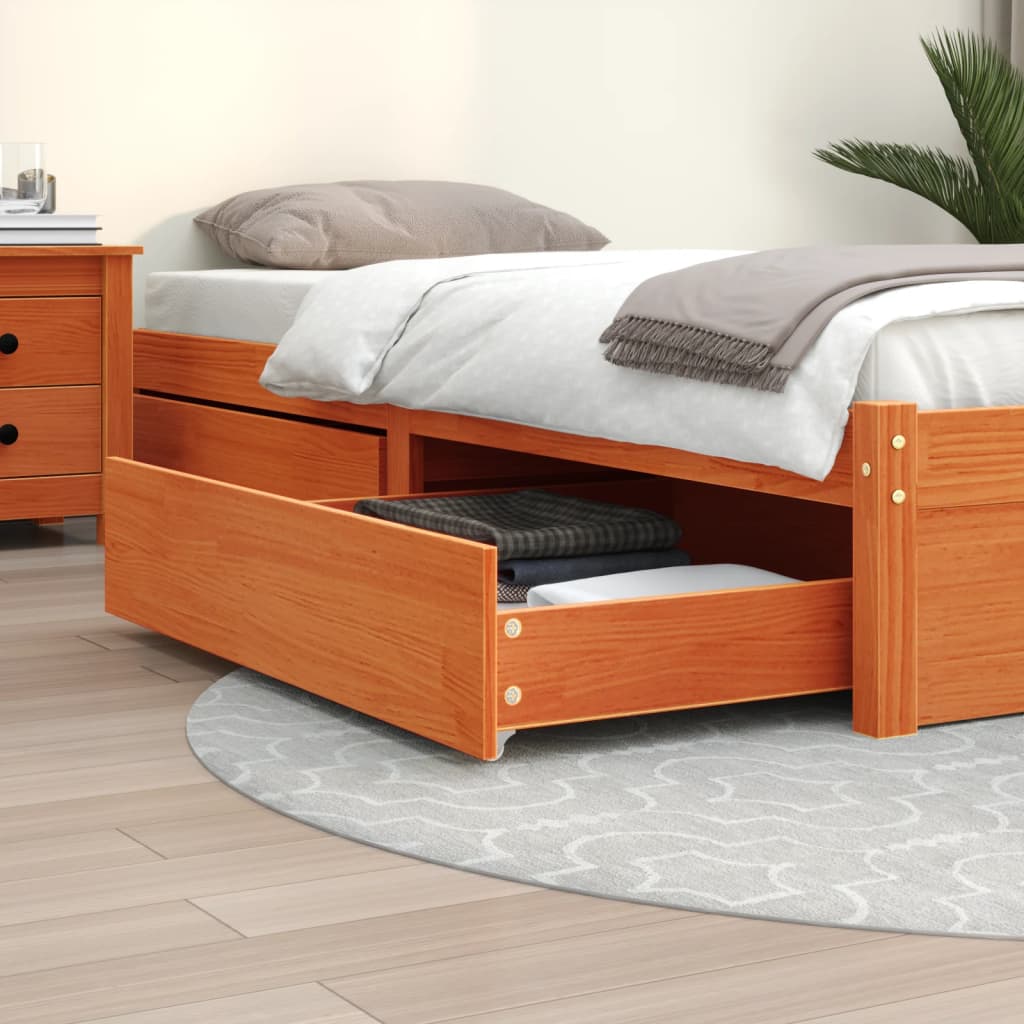 vidaXL Bed Drawers 2 pcs Wax Brown Solid Wood Pine