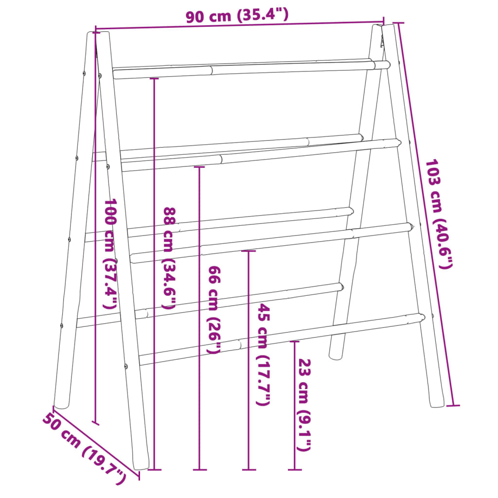 vidaXL Double Towel Ladder with 4 Rungs 90x50x100 cm Bamboo