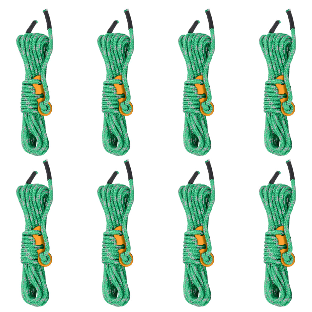 vidaXL Tent Guy Ropes with Spanners Reflective 8 pcs 4 m 4 mm