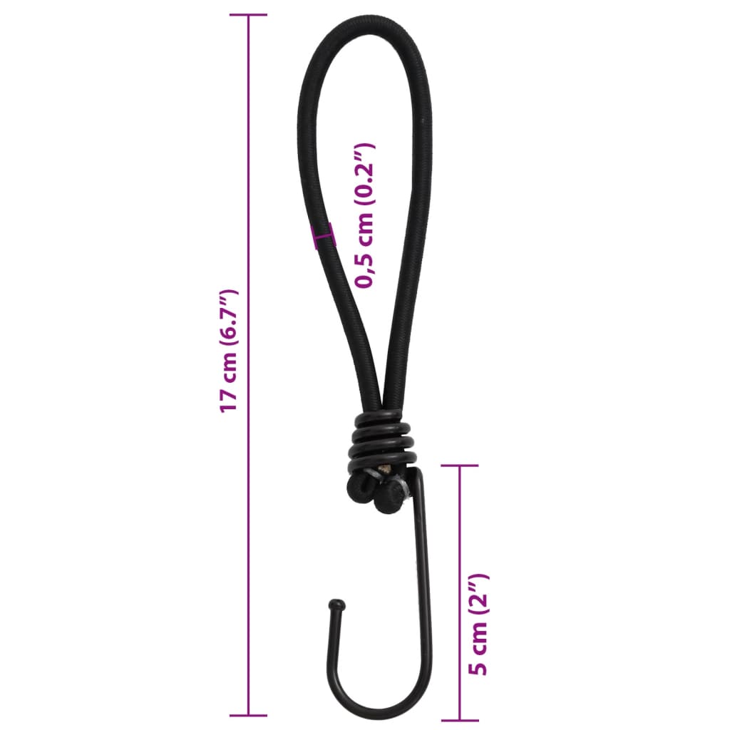 vidaXL Bungee Cord with Hooks 50 pcs 17 cm