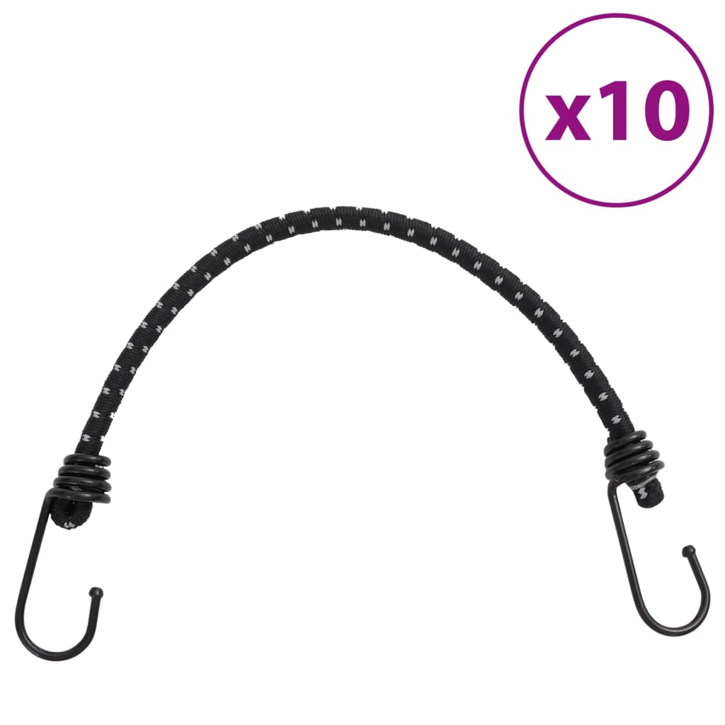 vidaXL Bungee Cords with Reflective Strips and Hooks 10 pcs 46 cm