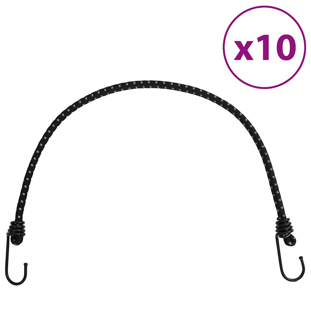 vidaXL Bungee Cords with Reflective Strips and Hooks 10 pcs 59 cm