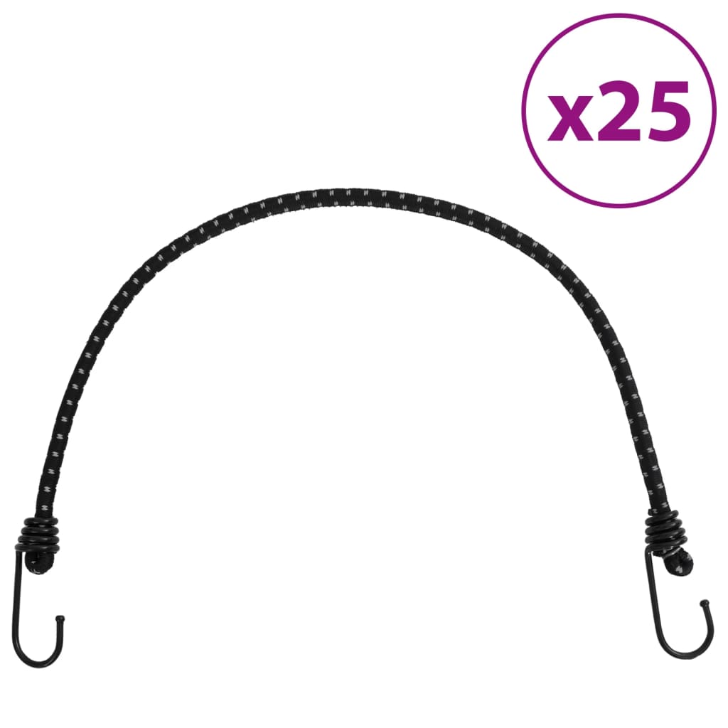 vidaXL Bungee Cords with Reflective Strips and Hooks 25 pcs 59 cm