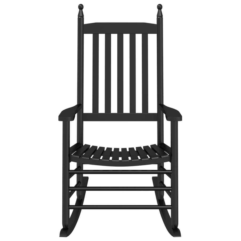 vidaXL Rocking Chair with Curved Seat Black Solid Wood Poplar