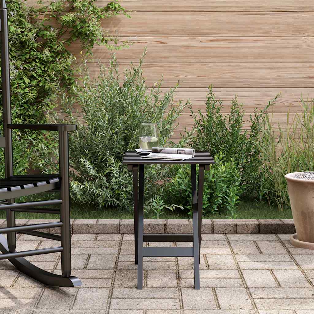 Side Table Foldable Black Solid Wood Poplar