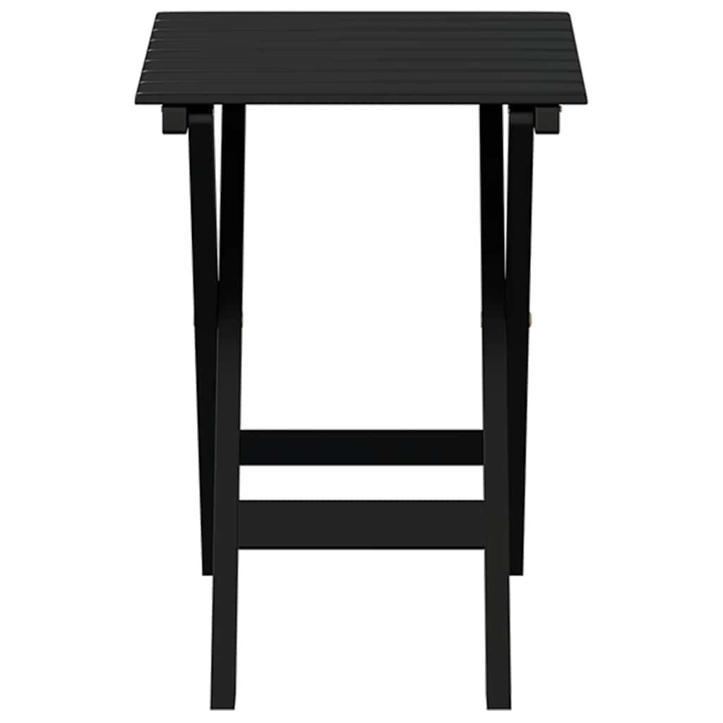 Side Table Foldable Black Solid Wood Poplar