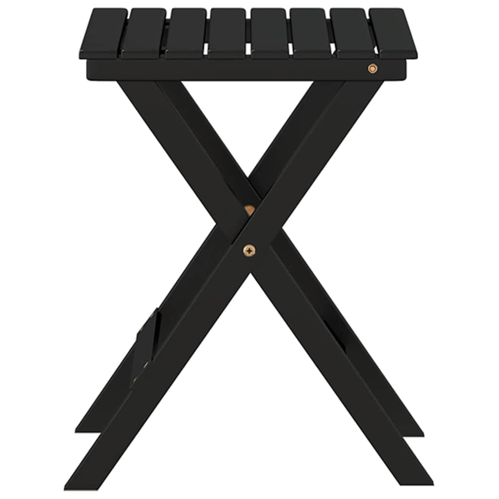 Side Table Foldable Black Solid Wood Poplar