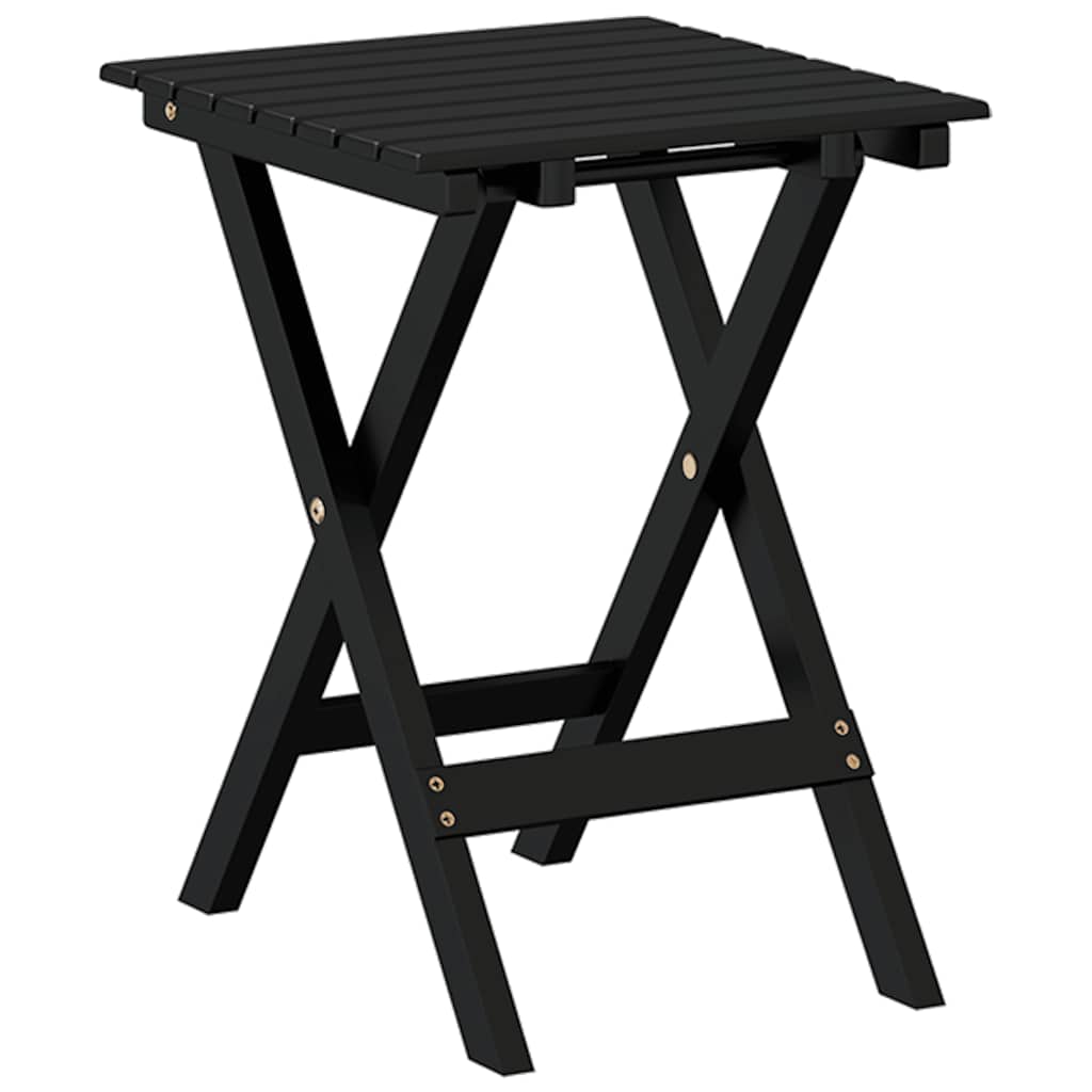 Side Table Foldable Black Solid Wood Poplar