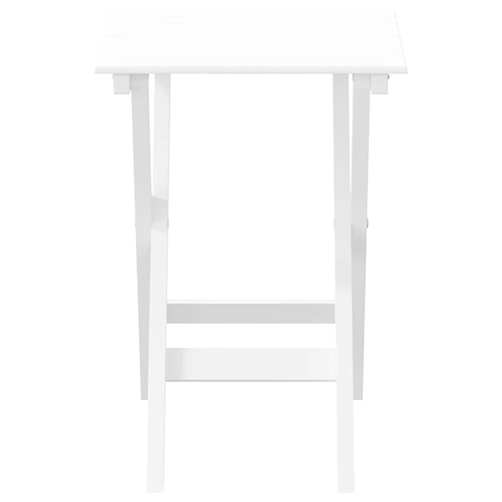 Side Table Foldable White Solid Wood Poplar