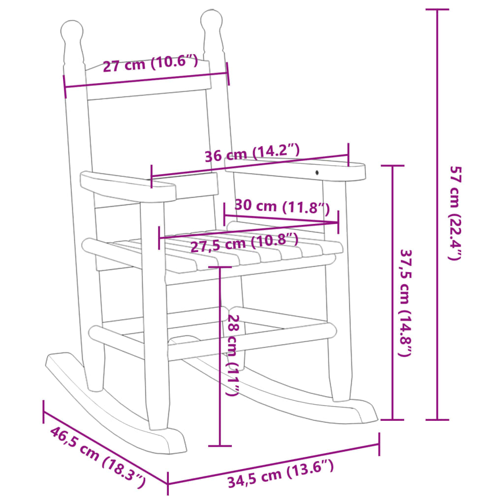 vidaXL Rocking Chair for Children Black Solid Wood Poplar