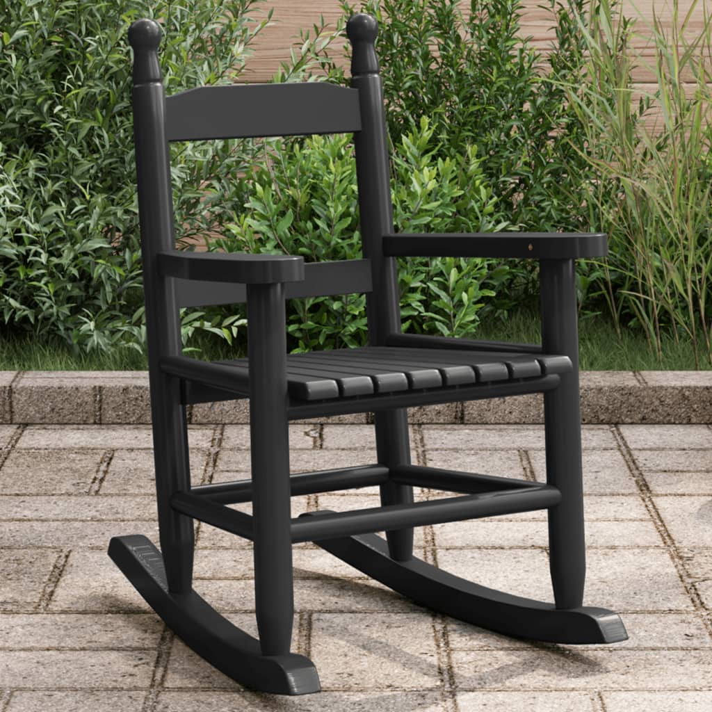 vidaXL Rocking Chair for Children Black Solid Wood Poplar