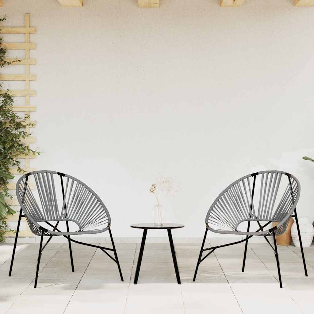 Garden Egg Chair Black and Light Grey Poly Rattan