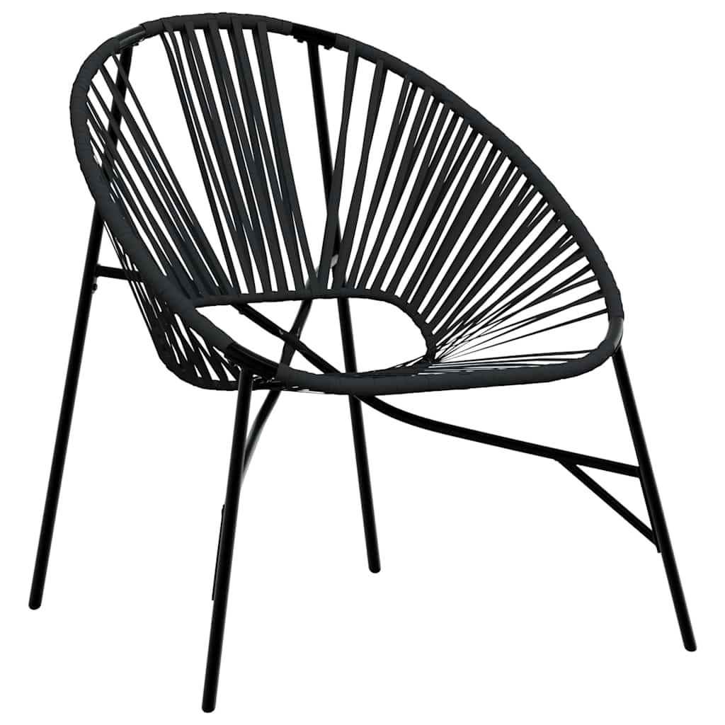 Garden Chair Set 3 pcs Black Poly Rattan