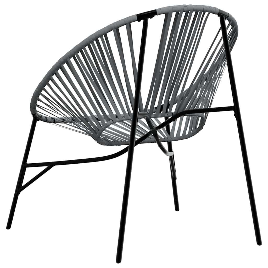 Garden Chair Set 3 pcs Black and Light Grey Poly Rattan