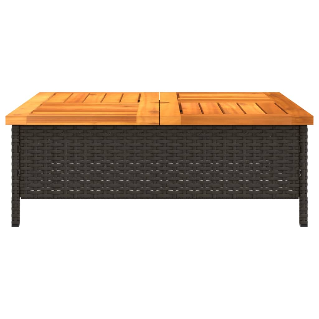 vidaXL Garden Table Black 70x70x25 cm Rattan and Acacia Wood