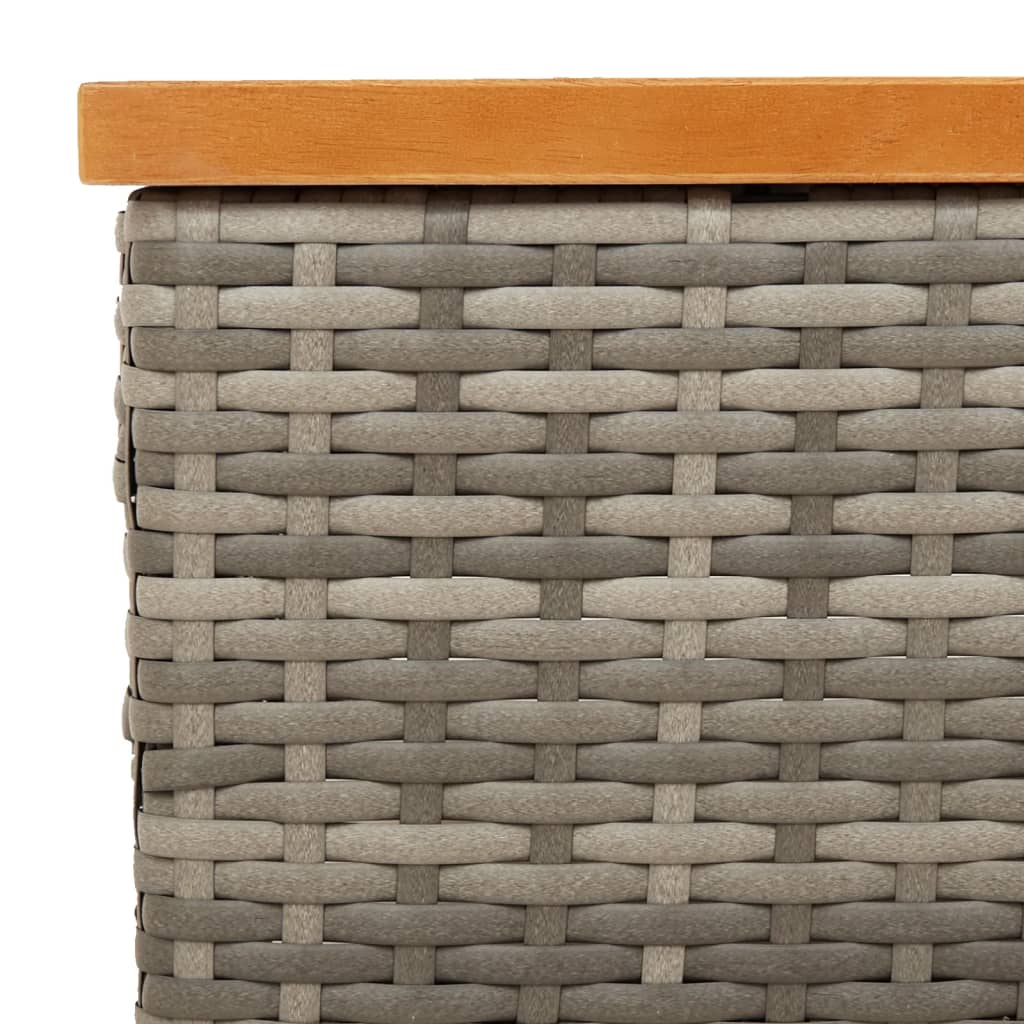 Garden Table Grey 70x70x25 cm Rattan and Acacia Wood