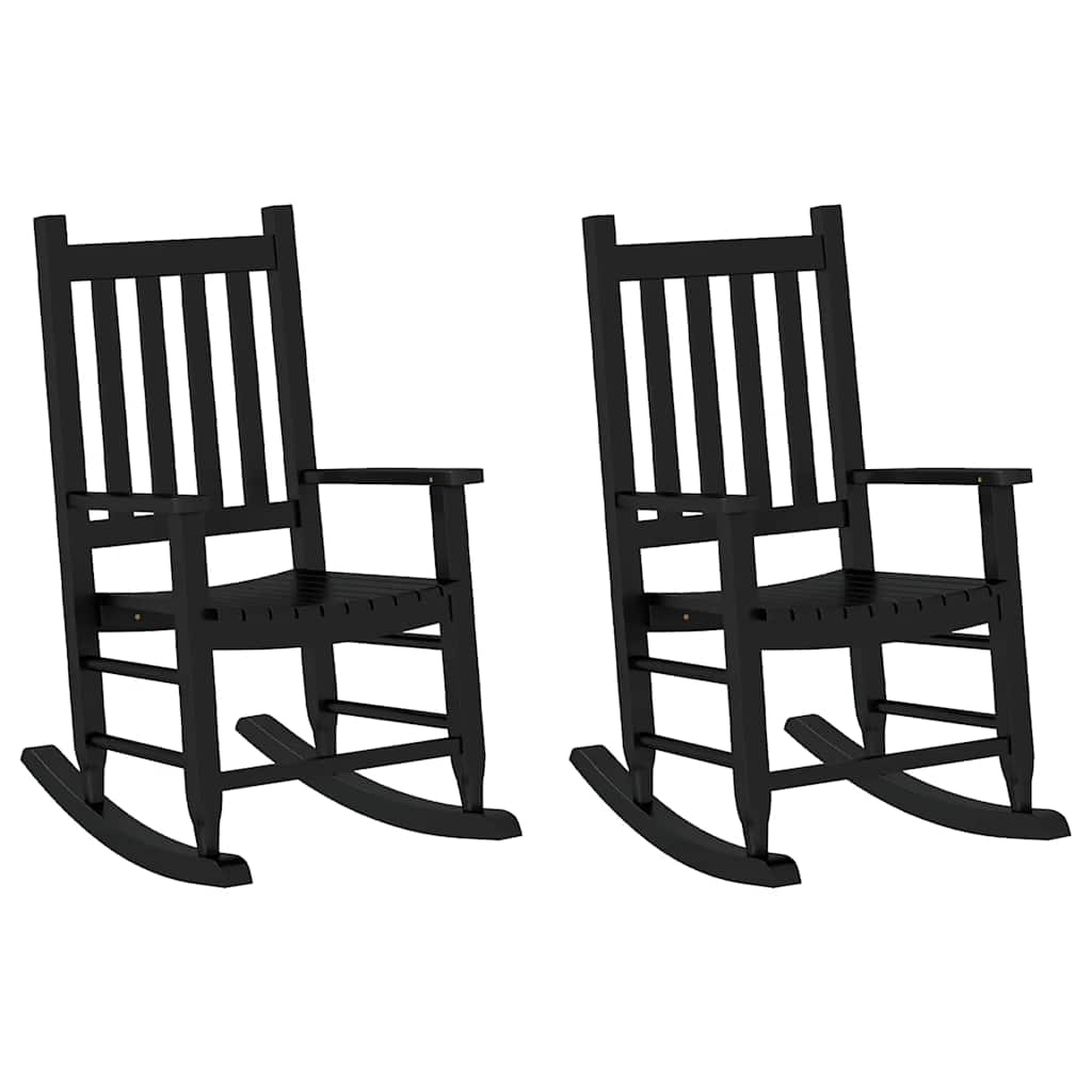 Rocking Chairs for Children 2 pcs Black Solid Wood Poplar