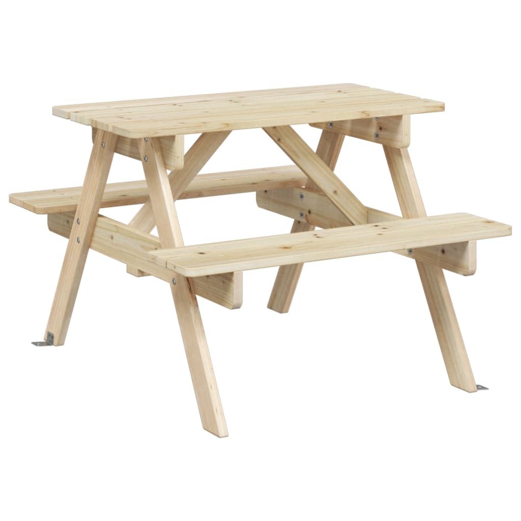 vidaXL Picnic Table for 4 Kids with Umbrella Solid Wood Fir