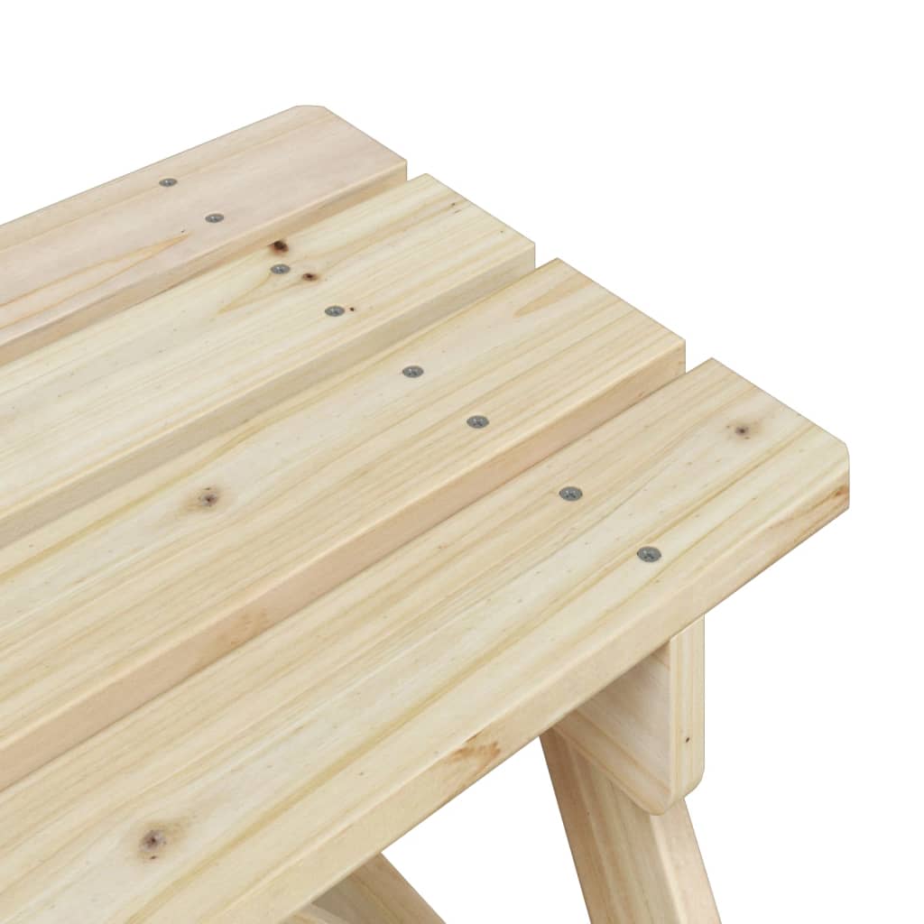 vidaXL Picnic Table for 4 Kids with Umbrella Solid Wood Fir