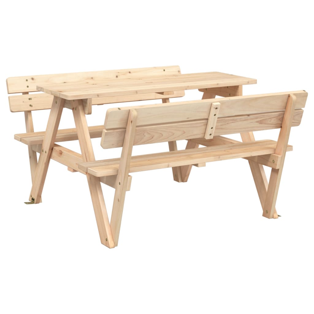 vidaXL Picnic Table for 4 Kids with Umbrella Solid Wood Fir