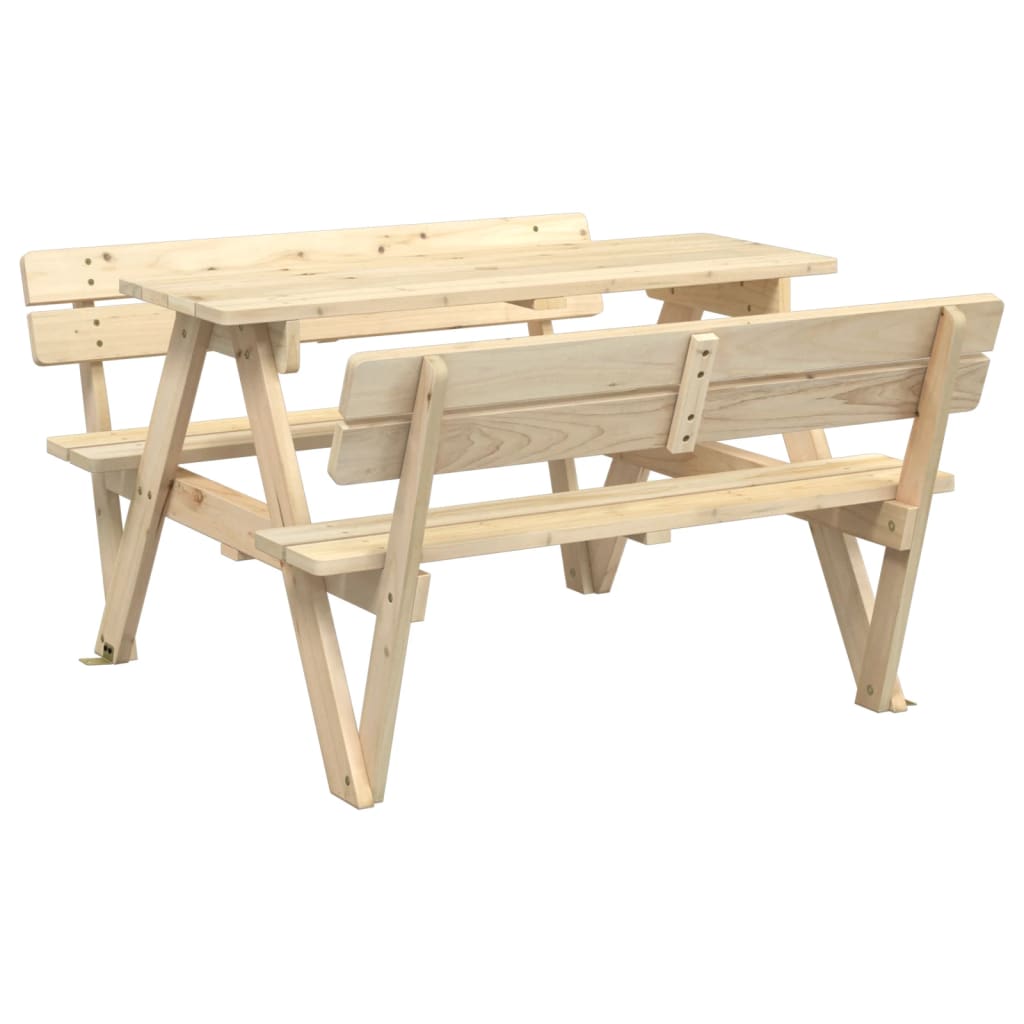 vidaXL Picnic Table for 4 Kids with Umbrella Solid Wood Fir