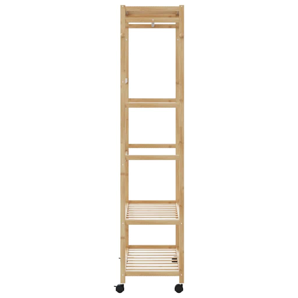 Clothes Rack with Shelves and Wheels 90x40x179.5 cm Bamboo