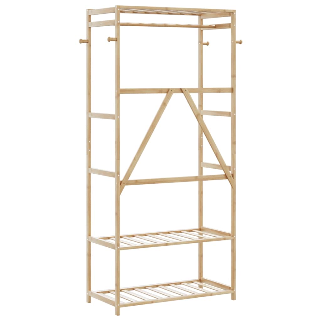 Clothes Rack with Shelves 80x40x175 cm Bamboo