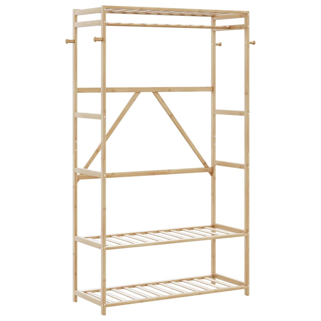 Clothes Rack with Shelves 110x40x175 cm Bamboo