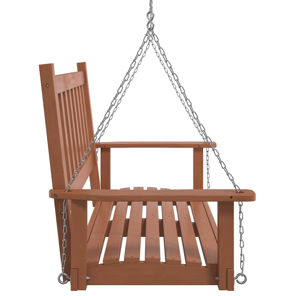 Garden Swing Bench with Metal Chains Brown Solid Wood Fir