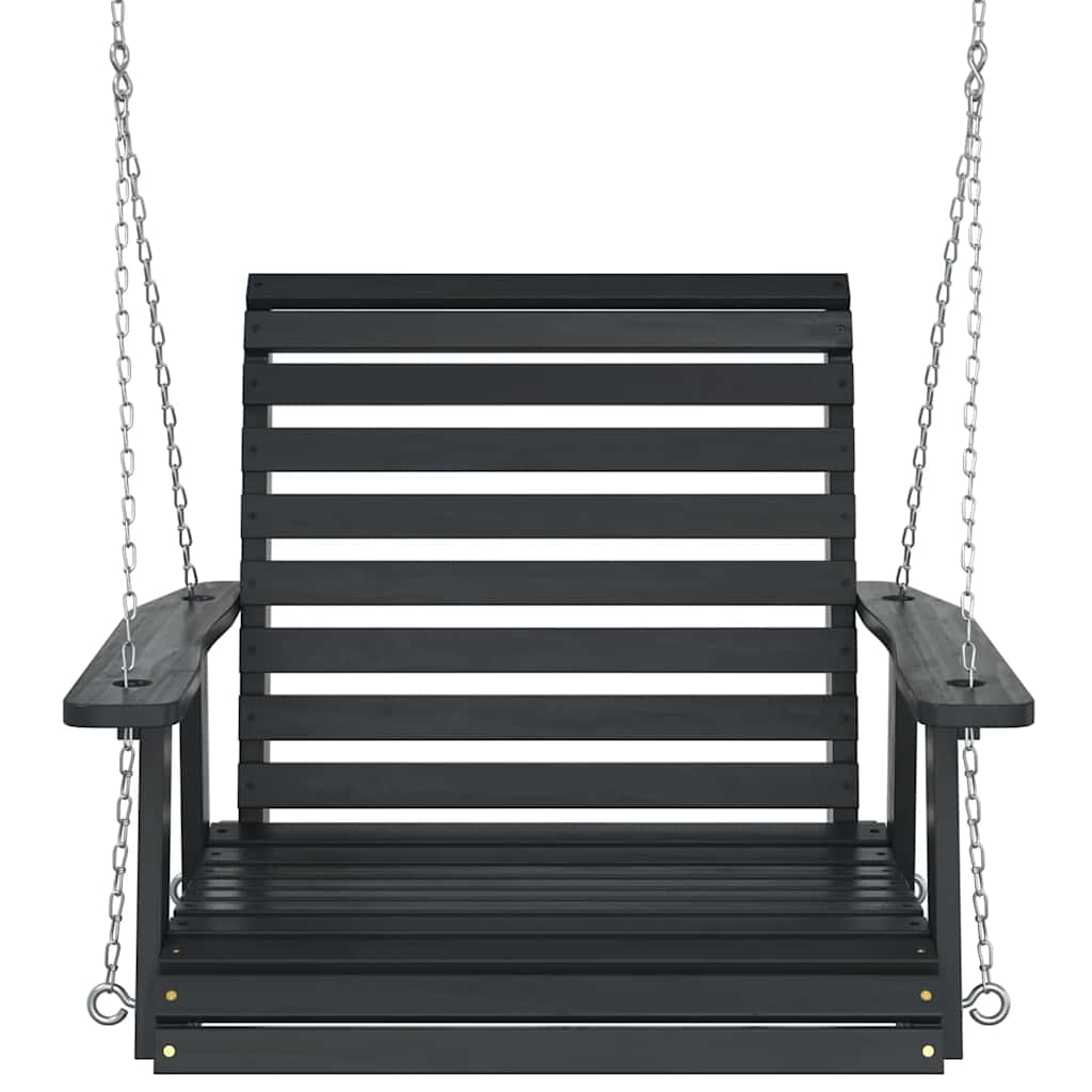 Garden Swing Chair with Metal Chains Black Solid Wood Fir