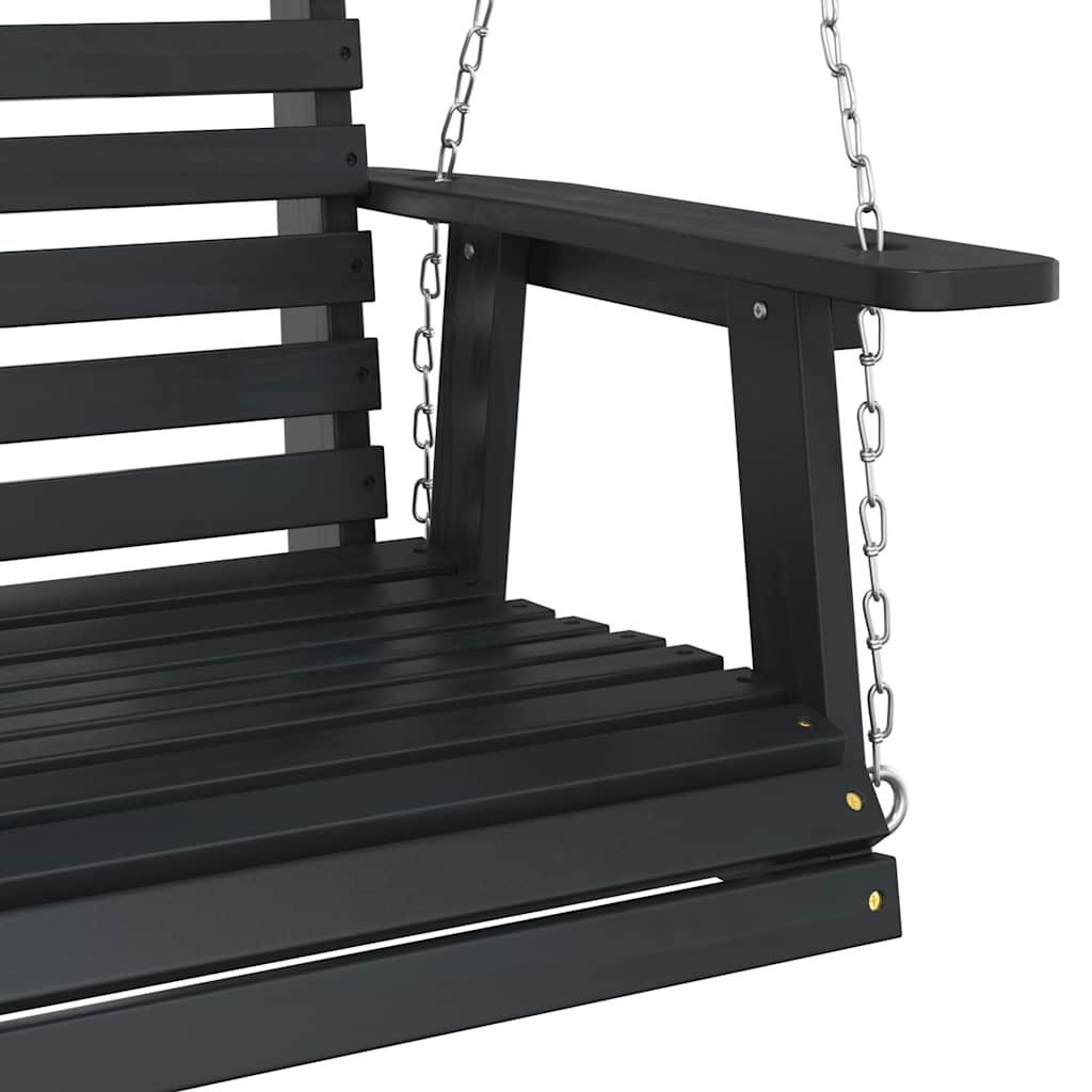 Garden Swing Bench with Metal Chains Black Solid Wood Fir