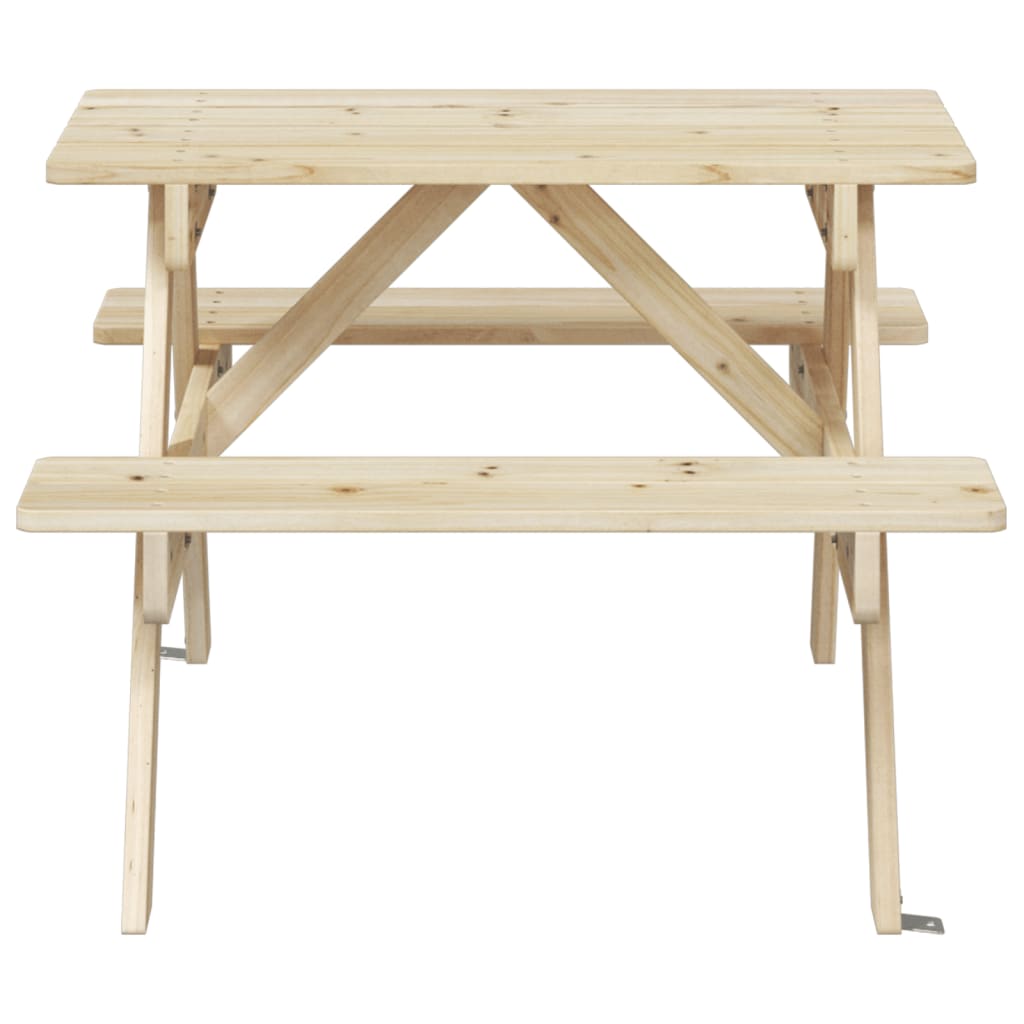 vidaXL Picnic Table for 4 Kids with Umbrella Hole Solid Wood Fir