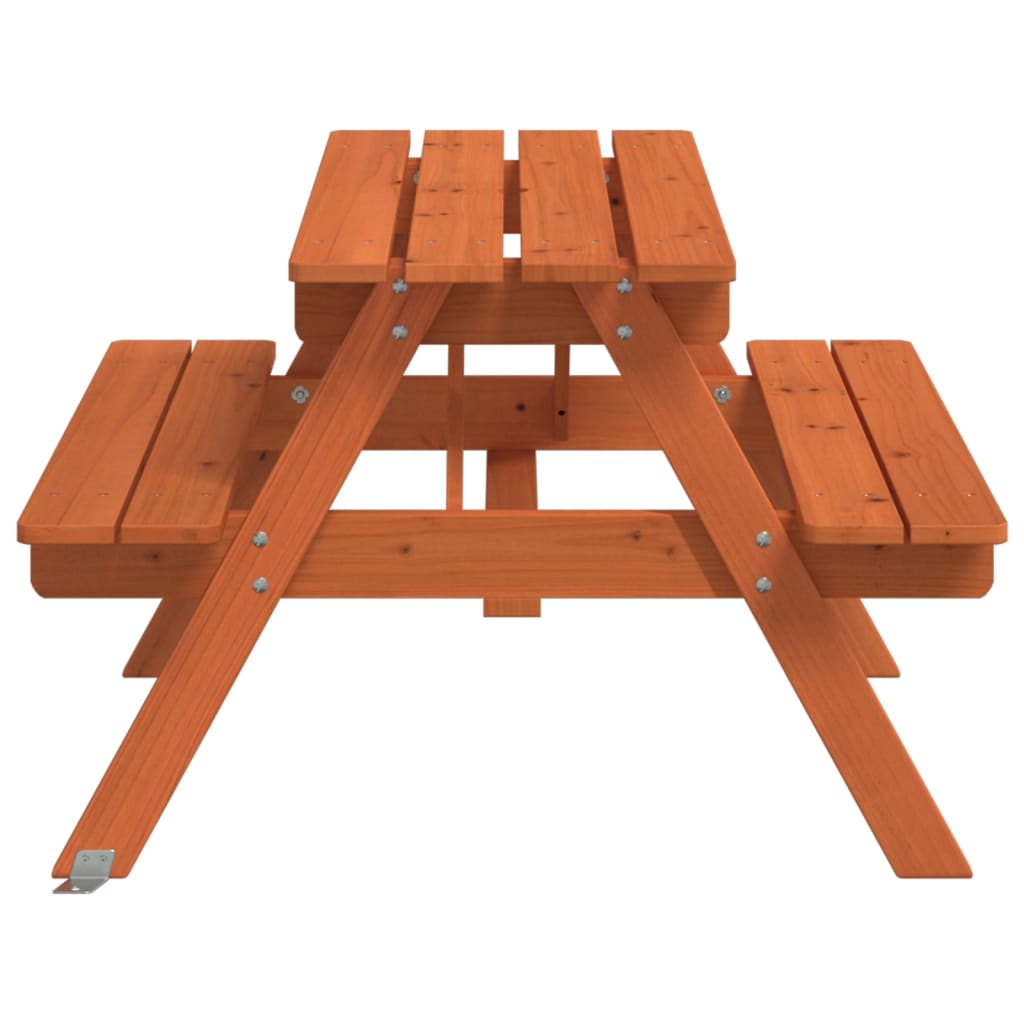 vidaXL Picnic Table for 4 Kids with Umbrella Hole Solid Wood Fir