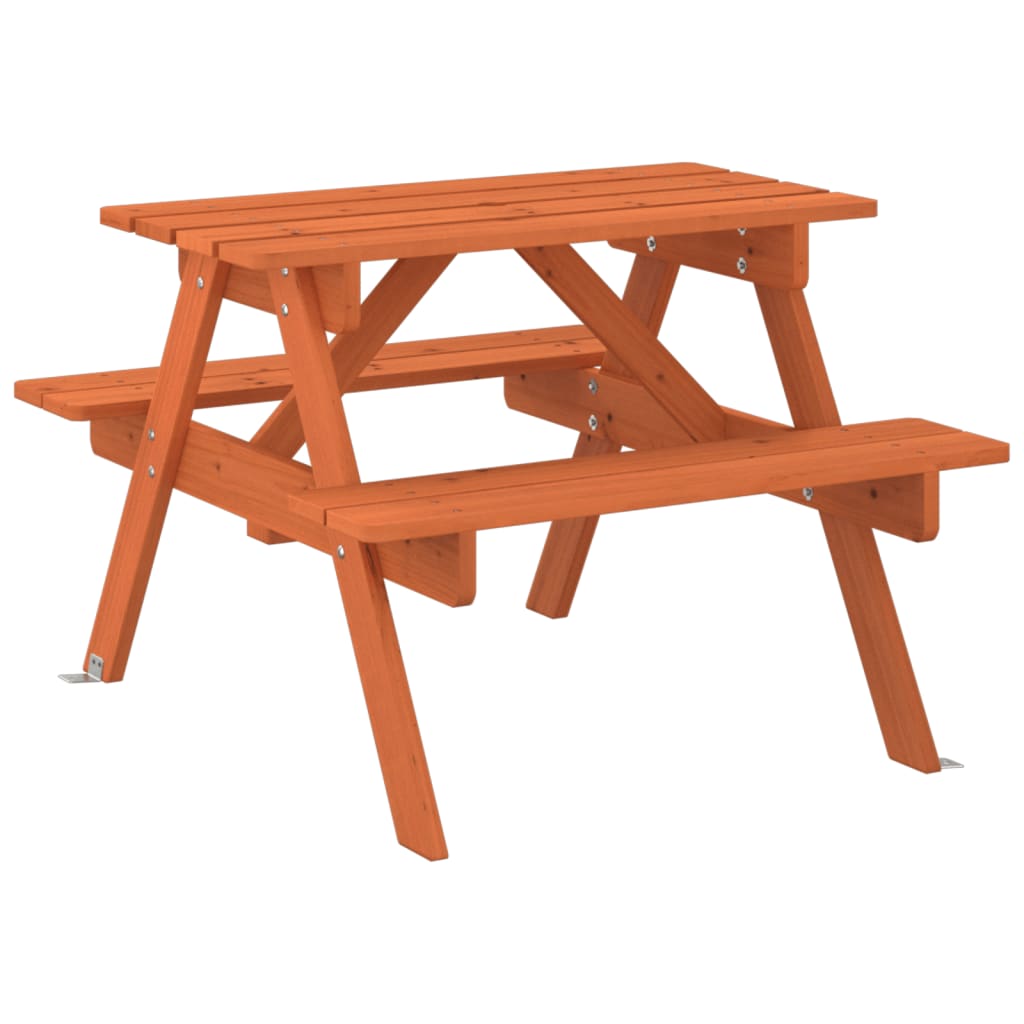 vidaXL Picnic Table for 4 Kids with Umbrella Hole Solid Wood Fir