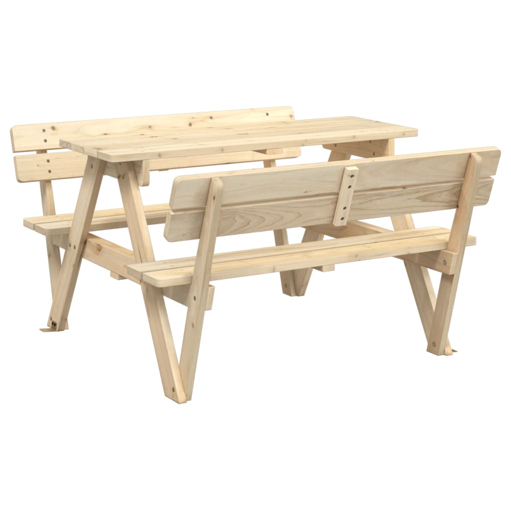 vidaXL Picnic Table for 4 Kids with Umbrella Hole Solid Wood Fir