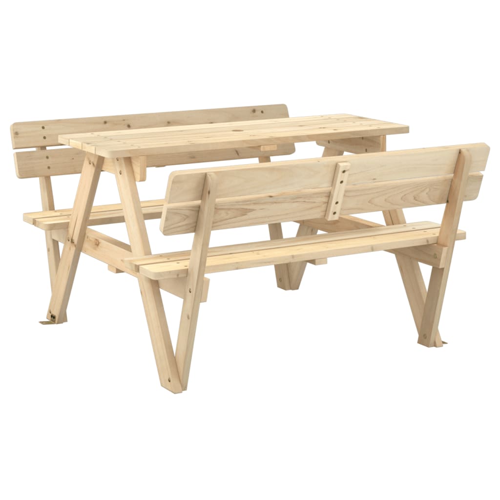 vidaXL Picnic Table for 4 Kids with Umbrella Hole Solid Wood Fir