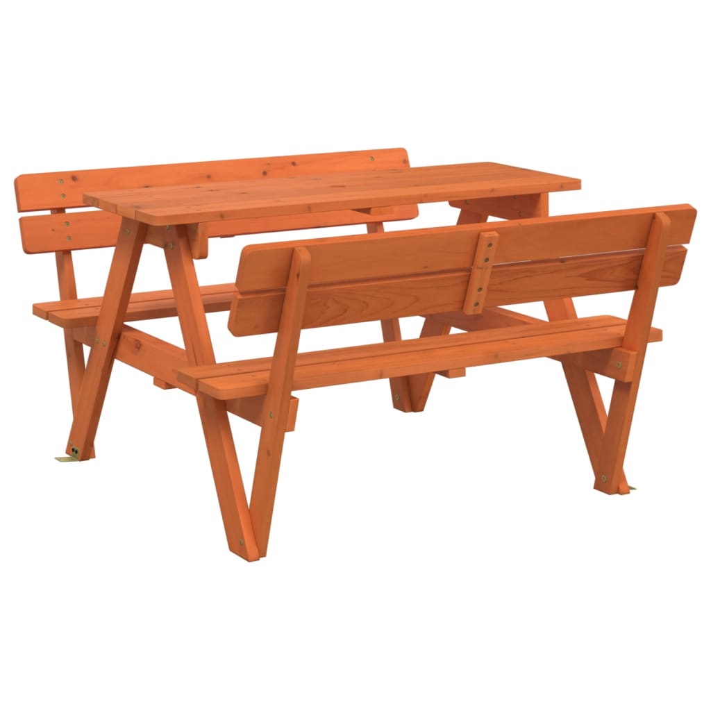 vidaXL Picnic Table for 4 Kids with Umbrella Hole Solid Wood Fir