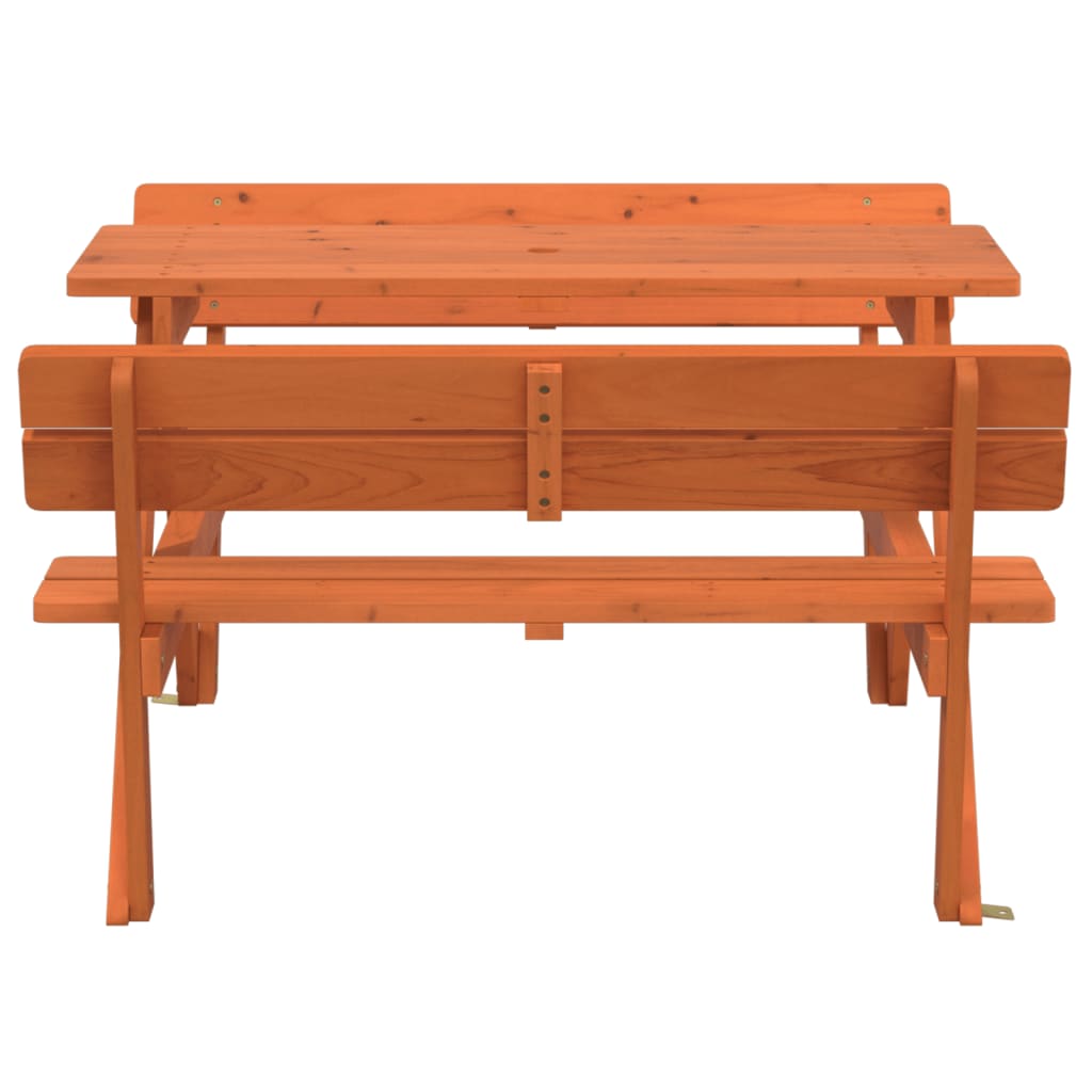 vidaXL Picnic Table for 4 Kids with Umbrella Hole Solid Wood Fir